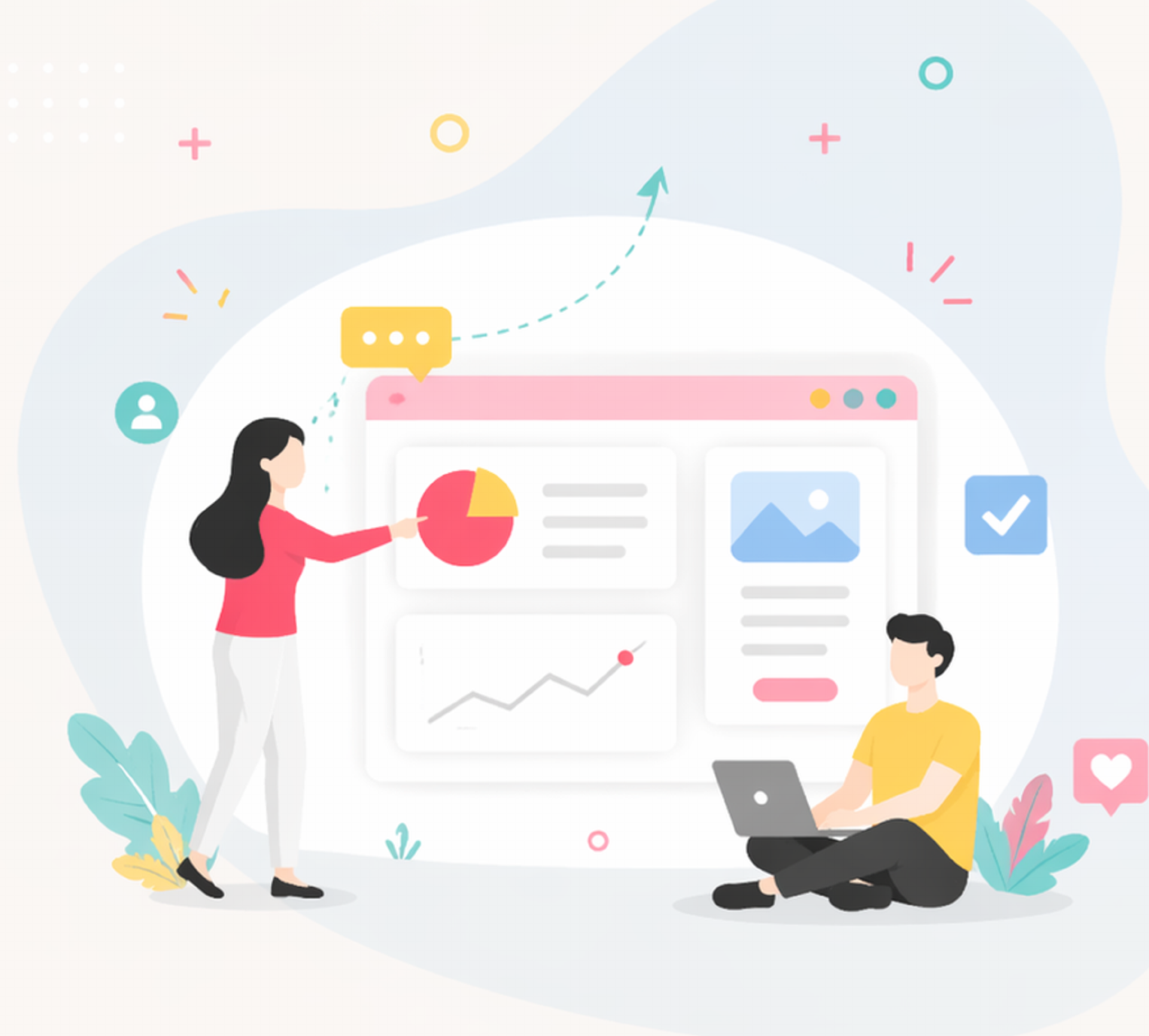 People collaborating on marketing dashboard